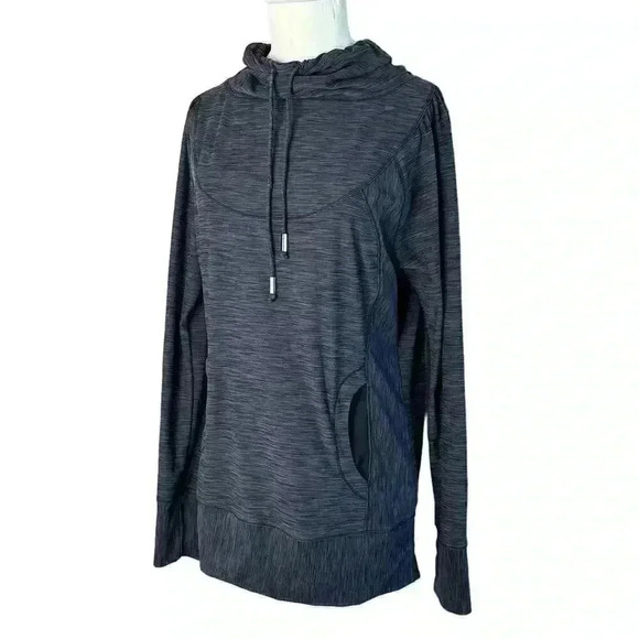 Prana Women’s Medium Long Sleeve Cowl Neck Pullover with Pockets Dark Gray - Picture 4 of 8